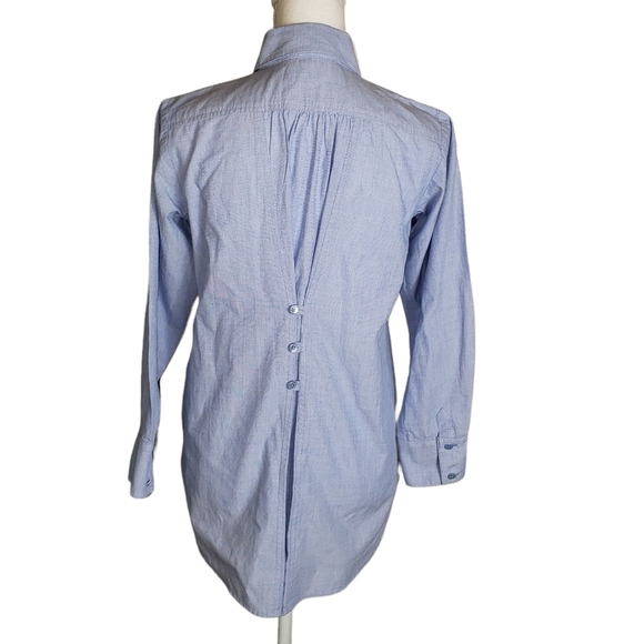 CAbi Blue Oxford Shirt Size Small Button Up Pintuck Pleated Tailored Career Work - Picture 3 of 13